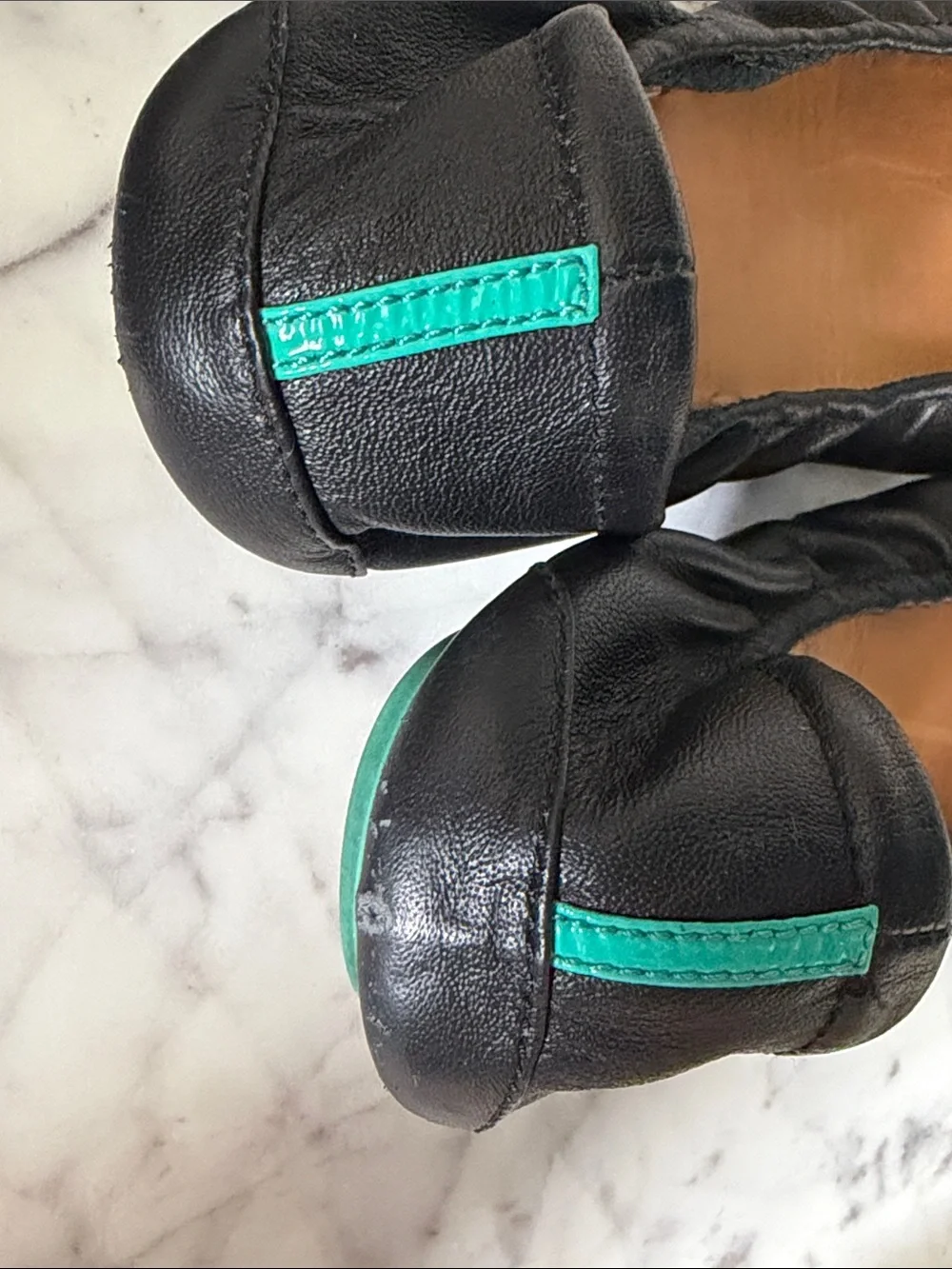Tieks Black Leather Ballet Flats with Teal Accent 8